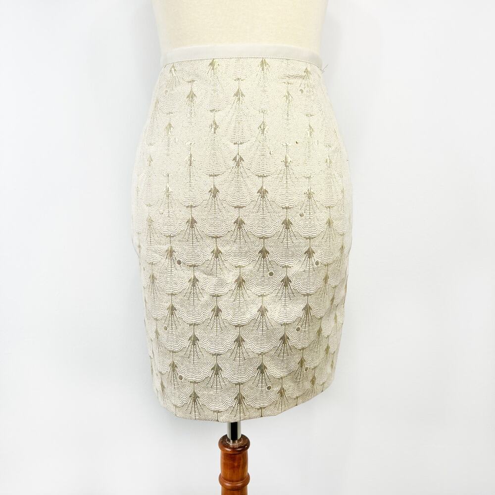 H&M gold white art deco celestial mermaid seashell metallic mini skirt size 4